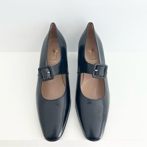 Vintage Ñora Yanko Heels, Made in Spain, Navy Blue with Buckle, Size 8, New